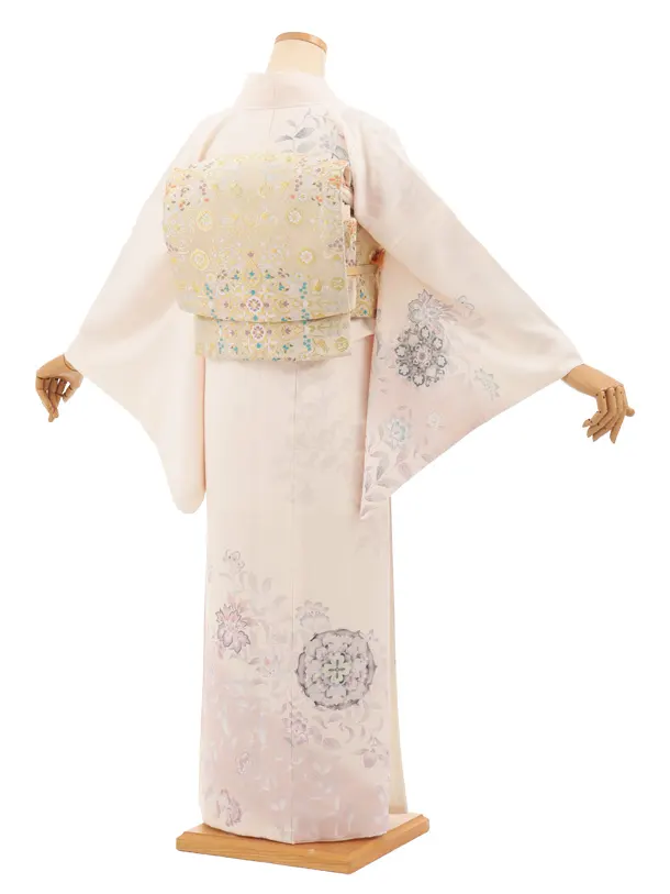 訪問着t1709 クリームピンク  古鏡唐花