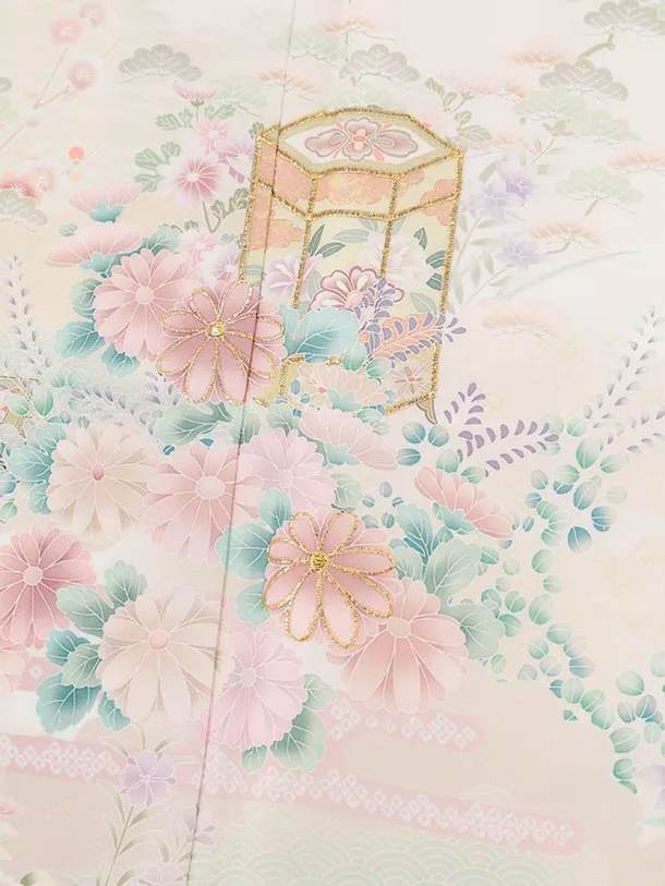 訪問着tt1710(トールサイズ) クリーム 貝桶 小花