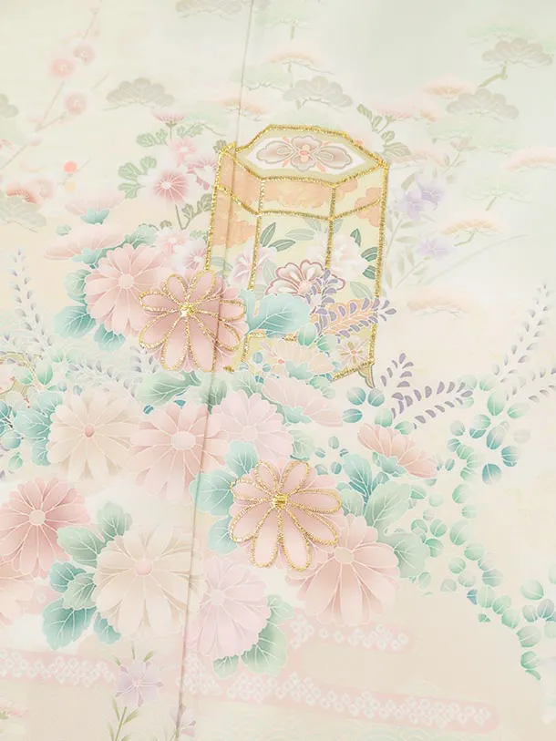 訪問着tt1711(トールサイズ) ペールグリーン 貝桶 小花