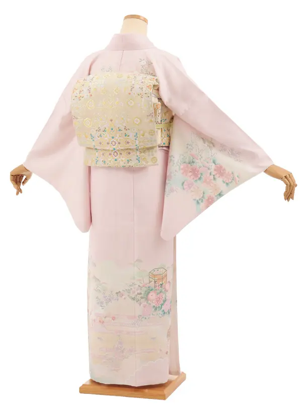 訪問着tt1712(トールサイズ) ピンク 貝桶 小花