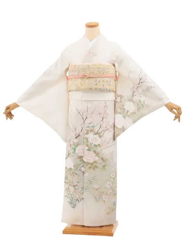 訪問着tt1715(トールサイズ)クリーム 牡丹と梅