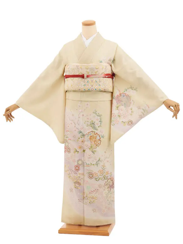 訪問着tt1718(トールサイズ)クリームベージュ 宝菊 道長