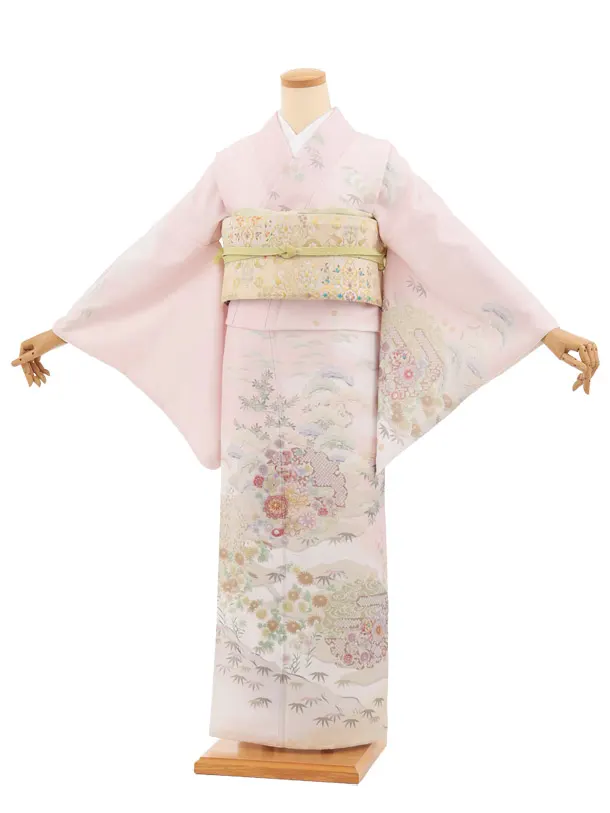 訪問着tt1720(トールサイズ)ピンク 茶や辻