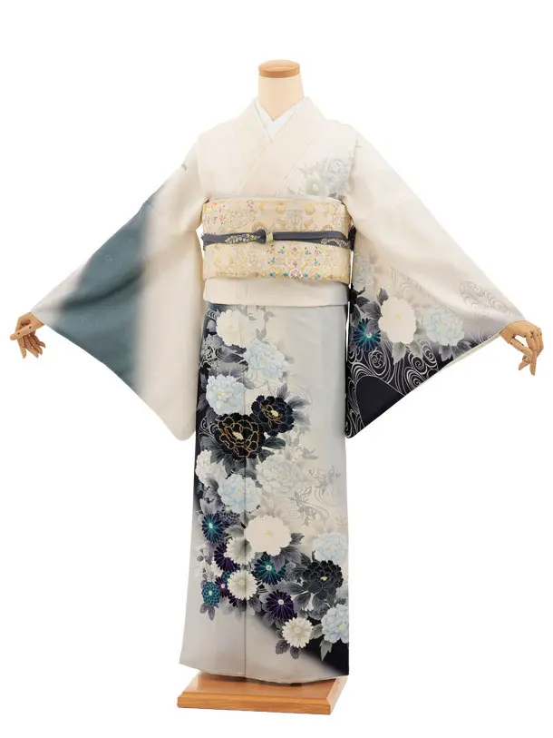 訪問着tt1722(トールサイズ)クリーム 菊と牡丹