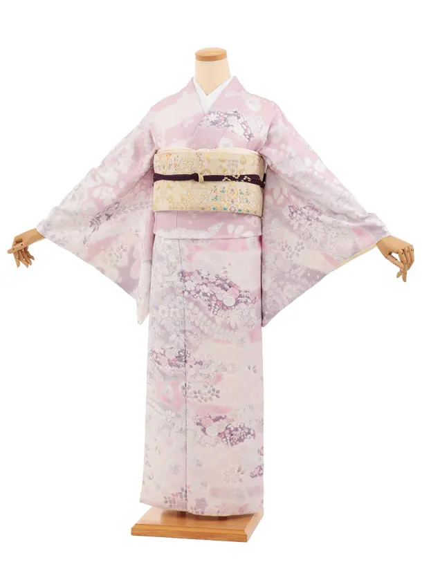 訪問着tt1731(トールサイズ)パープルピンク 辻が花調 かすみ