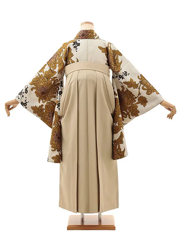 卒業袴T097　そしてゆめ アイボリー乱菊×モカベージュ