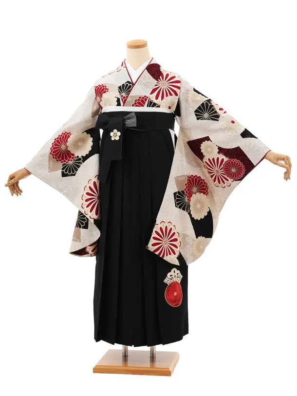卒業袴T107　JAPAN STYLE ベージュ菊×黒