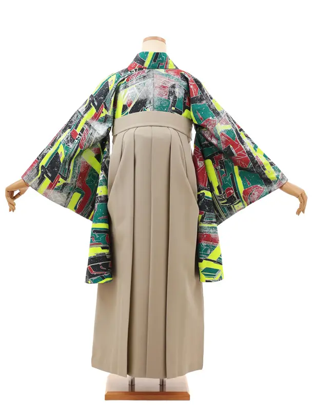 卒業袴T125　ﾓﾀﾞﾝｱﾝﾃﾅ 蛍光グリーン未来計画×蛍光ベージュグリーン