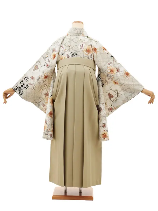 卒業袴T174 JAPAN STYLE ベージュ牡丹 八重桜×ベージュ