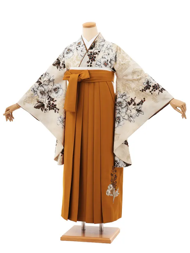 卒業袴T188 JILLSTUART ベージュ花×テラコッタ