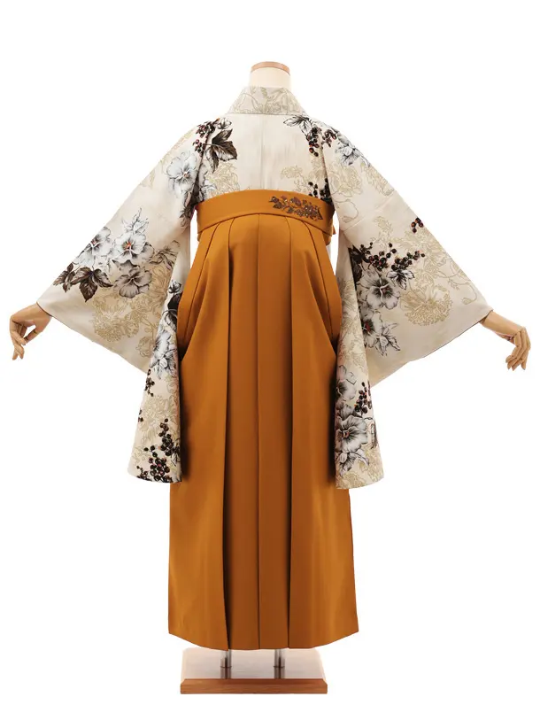 卒業袴T188 JILLSTUART ベージュ花×テラコッタ