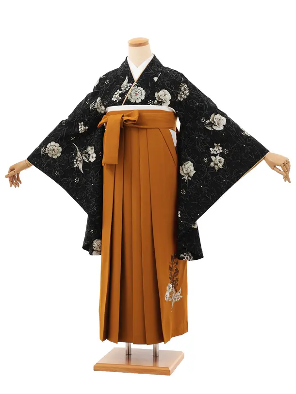 卒業袴T190 JILLSTUART ブラックフルール×テラコッタ