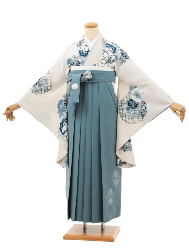 卒業袴T198 Kansai 白練花×ペールブルー