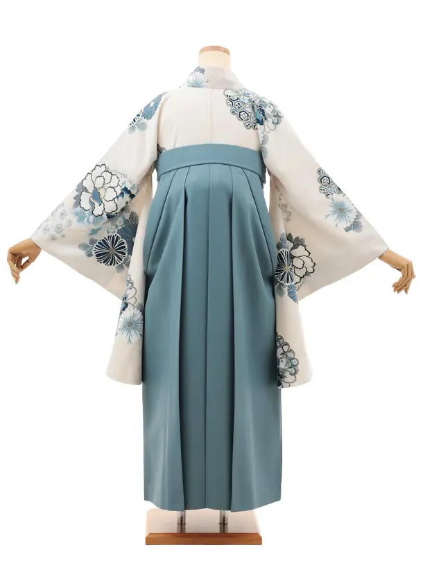 卒業袴T198 Kansai 白練花×ペールブルー