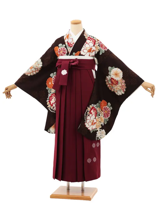 卒業袴T206 Kansai 黒茶花×ボルドー