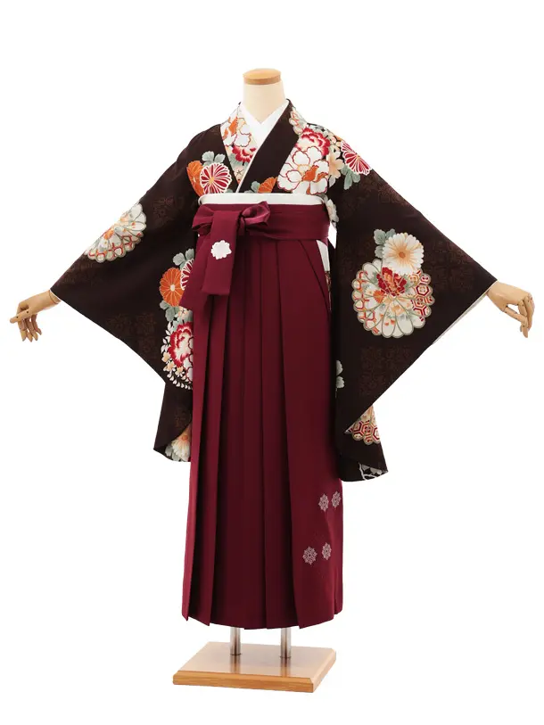 卒業袴T208 Kansai 黒茶花×ボルドー