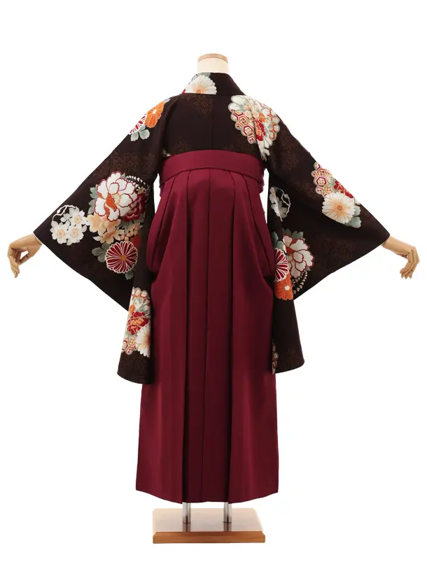 卒業袴T208 Kansai 黒茶花×ボルドー