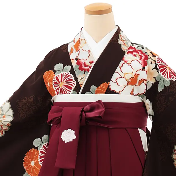 卒業袴T208 Kansai 黒茶花×ボルドー