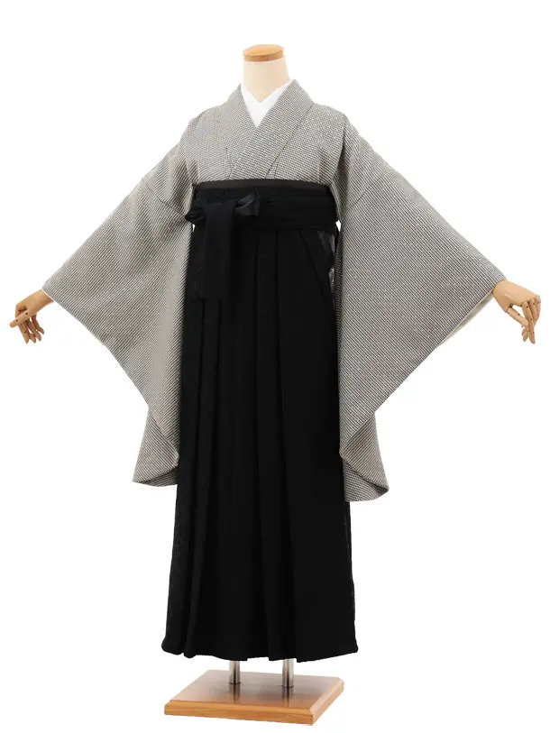 卒業袴T214 白黒千鳥ラインストーン×黒レース