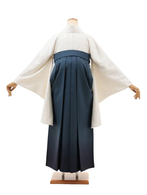 卒業袴T222 オフ白シルバージャガードバラ×ブルーグレー