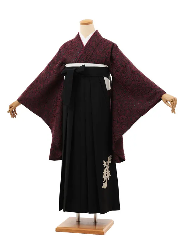 卒業袴T223 バーガンディジャガードバラ×黒