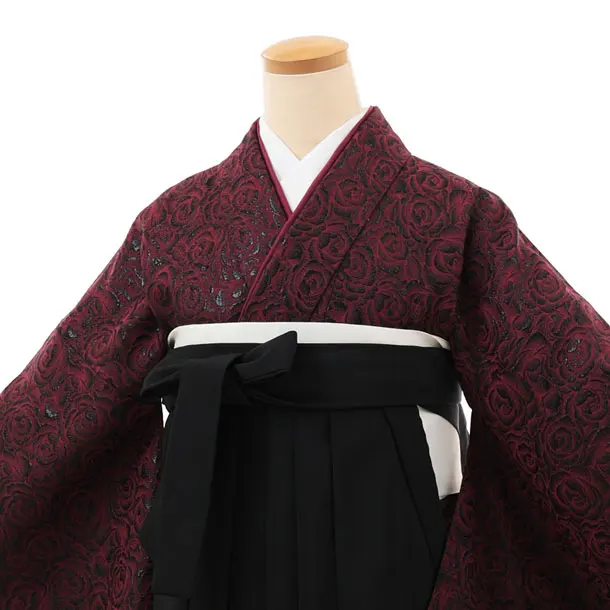 卒業袴T223 バーガンディジャガードバラ×黒