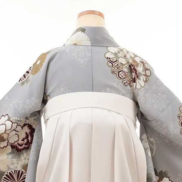 卒業袴T229 Kansai グレー地 花×アイボリー