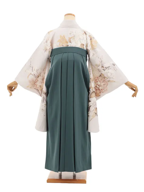卒業袴T255グレージュ花×ペールグリーン　