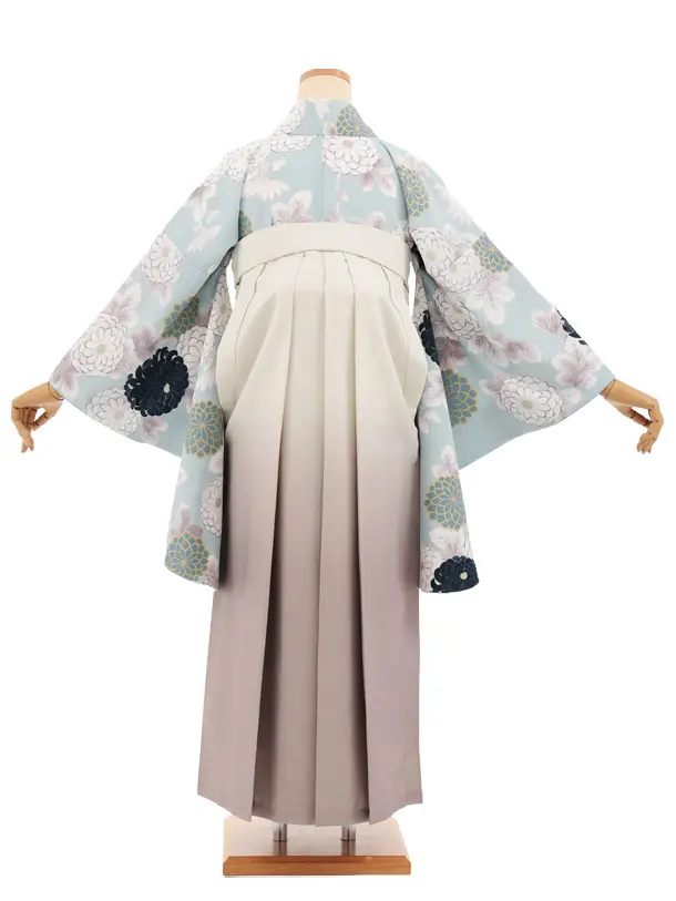 先生,教員向け袴レンタルT261ペールブルー菊×クリームぼかし　