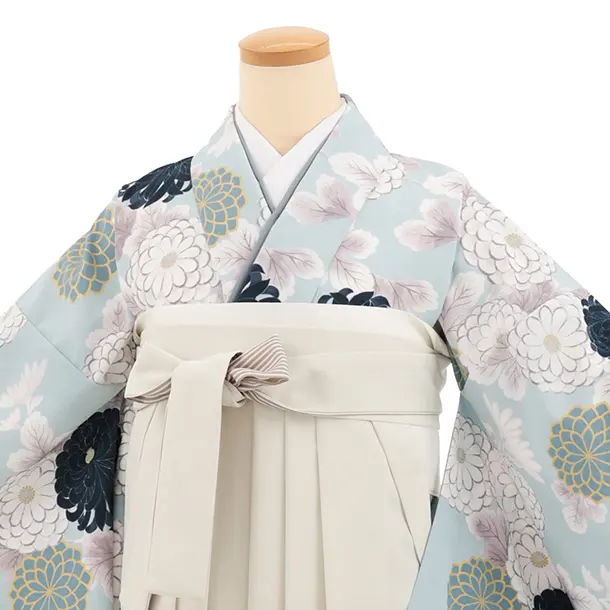先生,教員向け袴レンタルT262ペールブルー菊×クリームぼかし　　