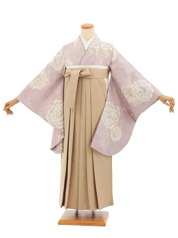 先生,教員向け袴レンタルT269ピンクパープル花×モカベージュ　