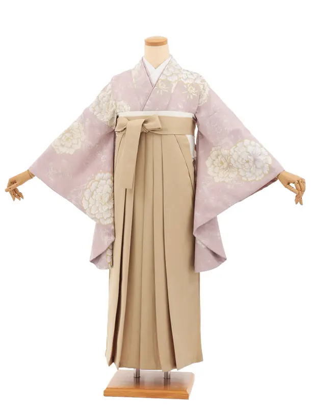 先生,教員向け袴レンタルT269ピンクパープル花×モカベージュ　