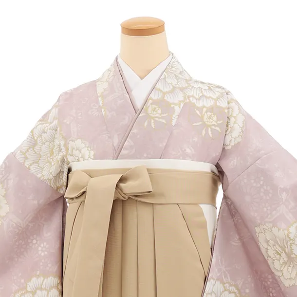 先生,教員向け袴レンタルT269ピンクパープル花×モカベージュ　