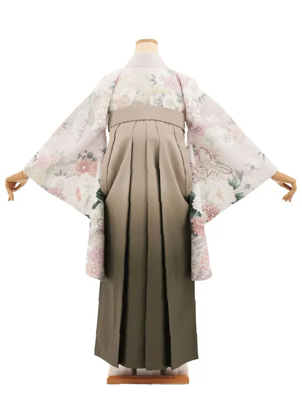 卒業袴T272ピンクベージュまりに花×モカブラウン　