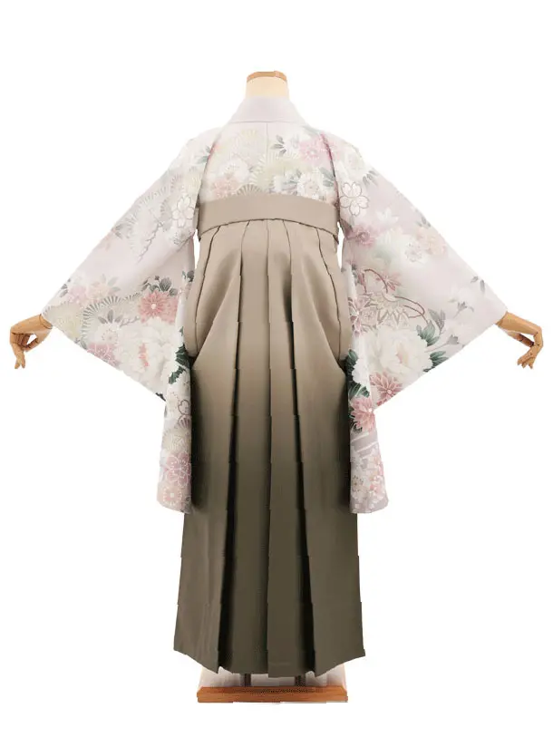 卒業袴T273ピンクベージュまりに花×モカブラウン　
