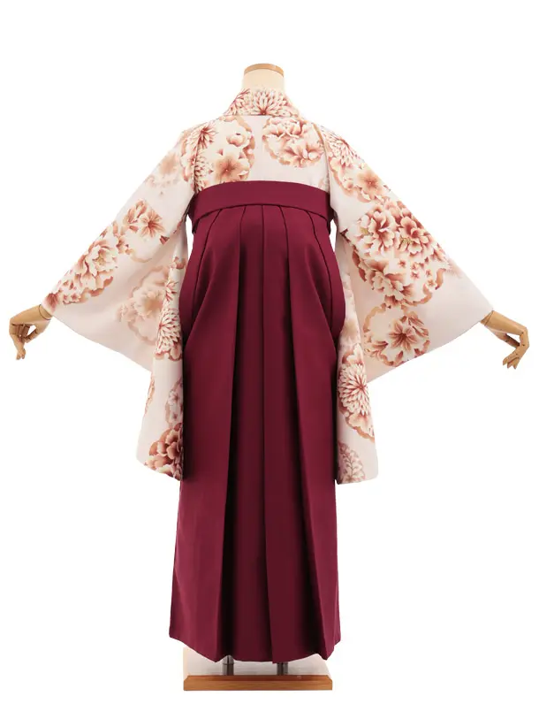 先生,教員向け袴レンタルT289淡サーモンピンク雪輪花×ワイン　