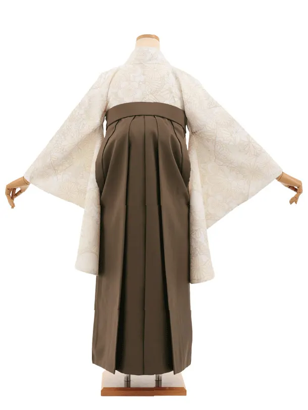 卒業袴T314白地菊橘×ブラウン　