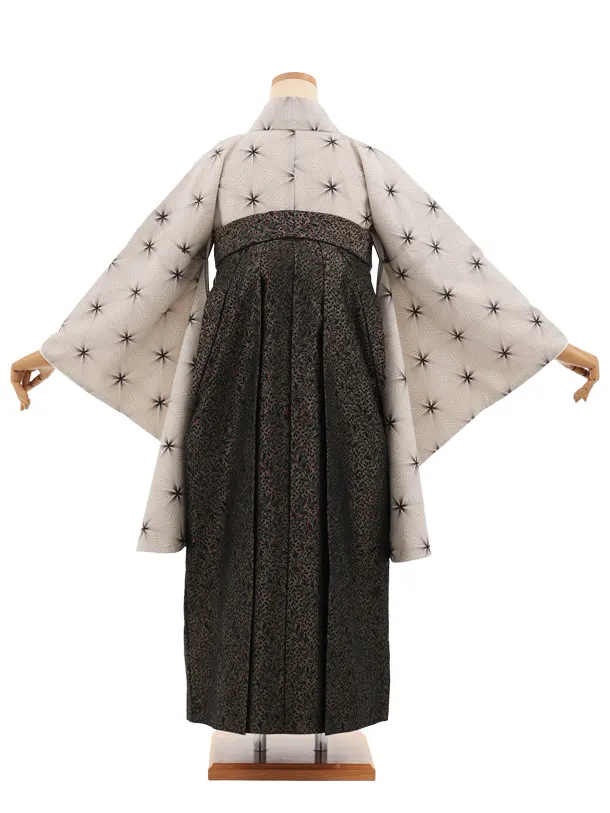 卒業袴T316ベージュ変わり麻の葉×黒金　