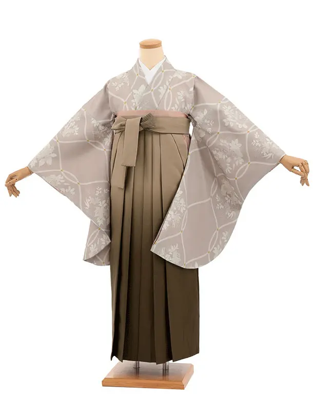 先生,教員向け袴レンタルT343ベージュ地花×ベージュぼかし　