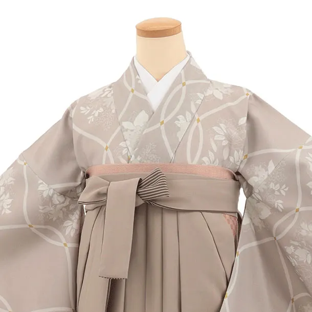 先生,教員向け袴レンタルT343ベージュ地花×ベージュぼかし　