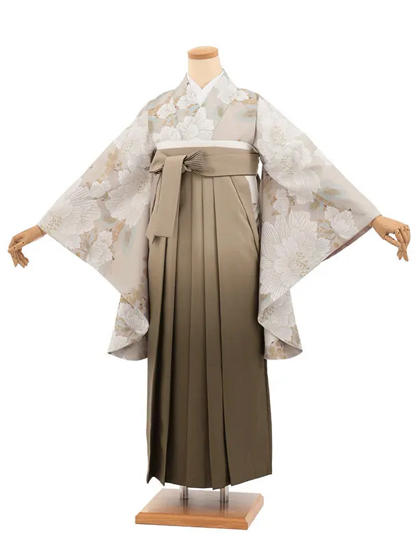 先生,教員向け袴レンタルT344ベージュぼたん×ベージュぼかし　