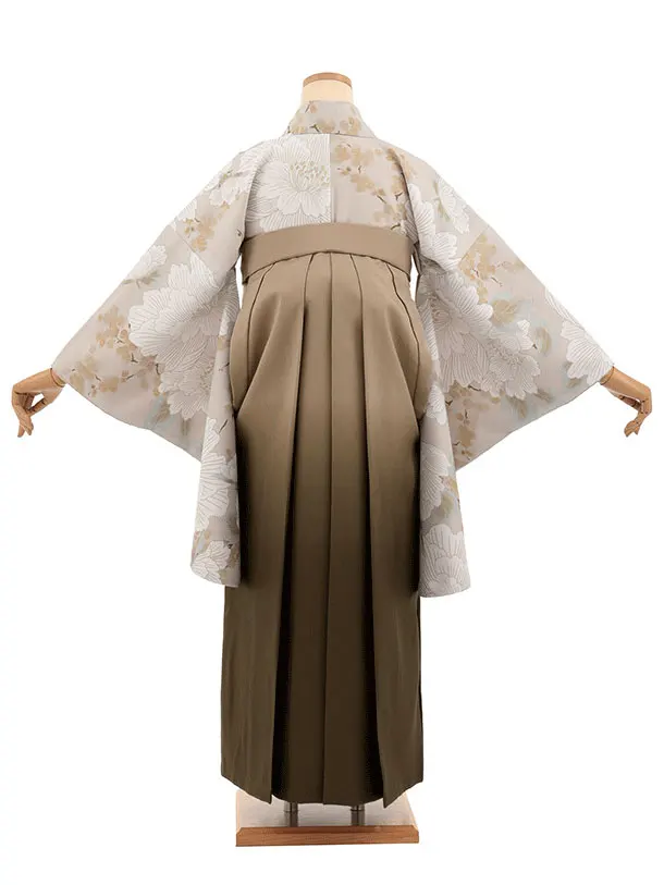 先生,教員向け袴レンタルT344ベージュぼたん×ベージュぼかし　