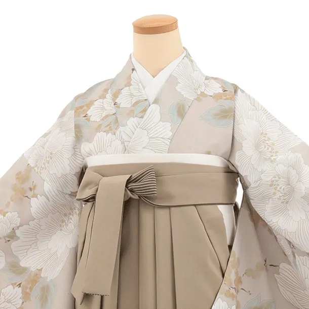 先生,教員向け袴レンタルT344ベージュぼたん×ベージュぼかし　