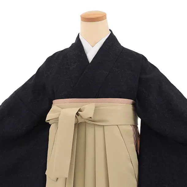 先生,教員向け袴レンタルT349【小袖】濃紺×ベージュ　