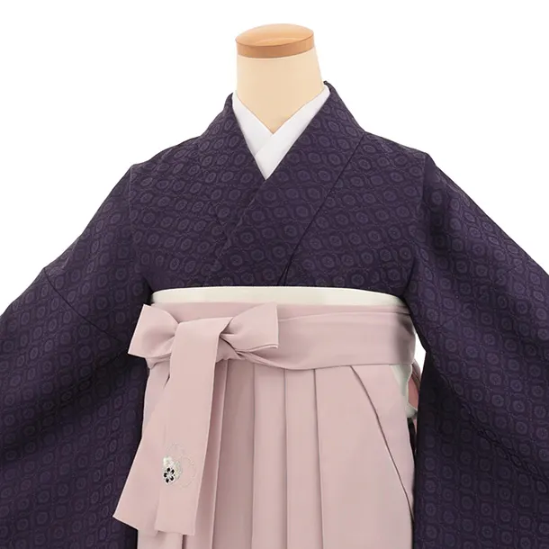 先生,教員向け袴レンタルT353【小袖】紫×パープルピンク　　
