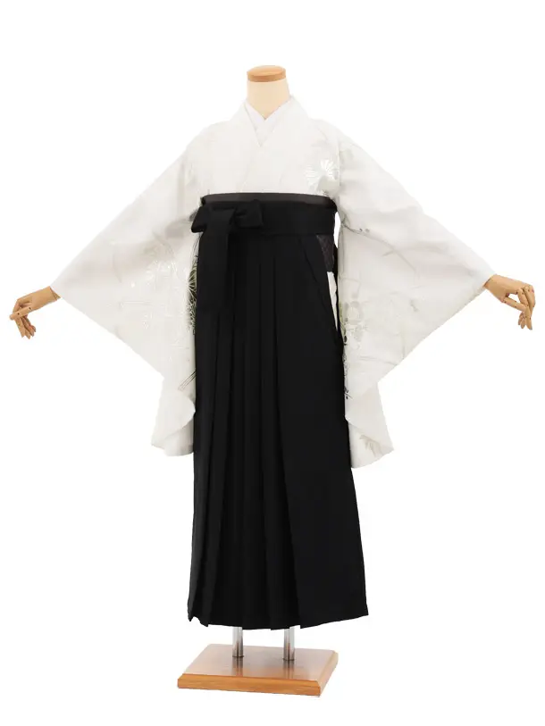 卒業袴T359 白 銀彩花×黒