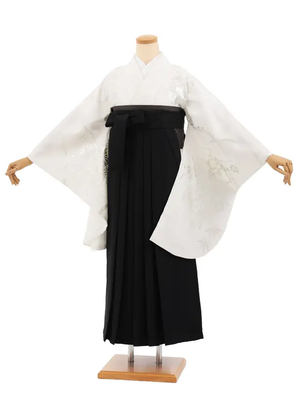 卒業袴T360 白 銀彩花×黒