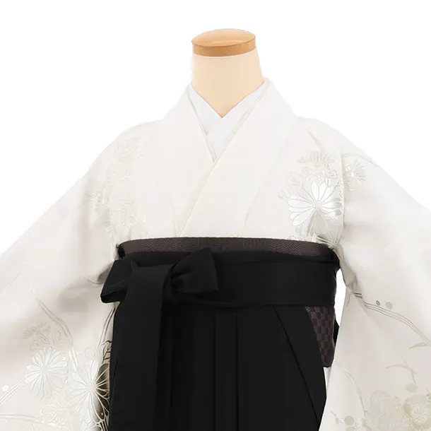 卒業袴T360 白 銀彩花×黒