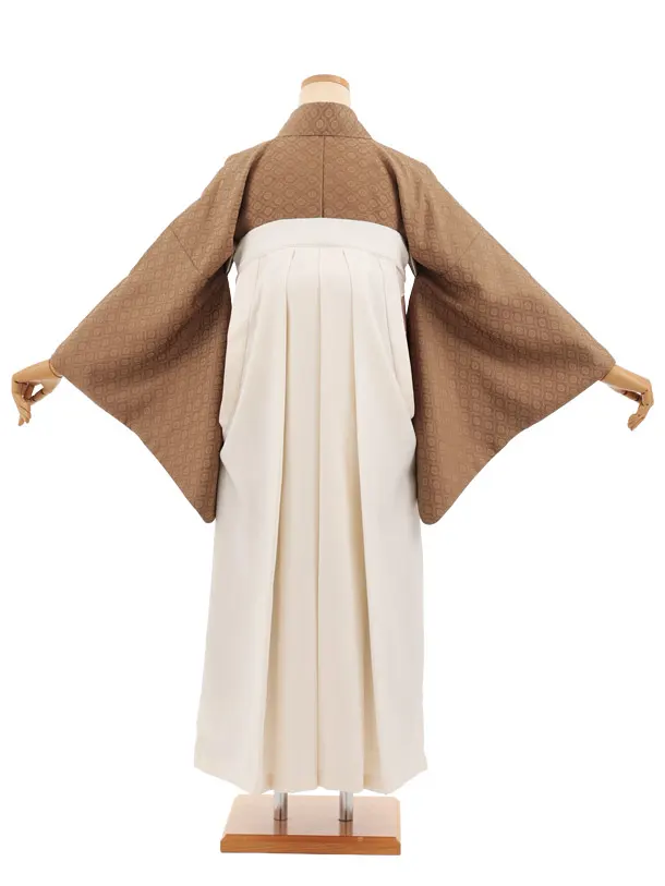 先生,教員向け袴レンタルT373【小袖】モカブラウン×アイボリー