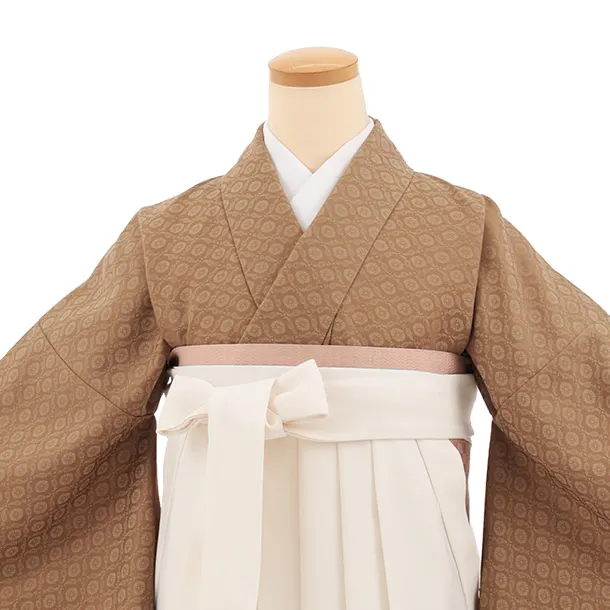 先生,教員向け袴レンタルT374 モカブラウン×アイボリー